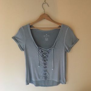 American Eagle Soft &Sexy T in dusty light blue.